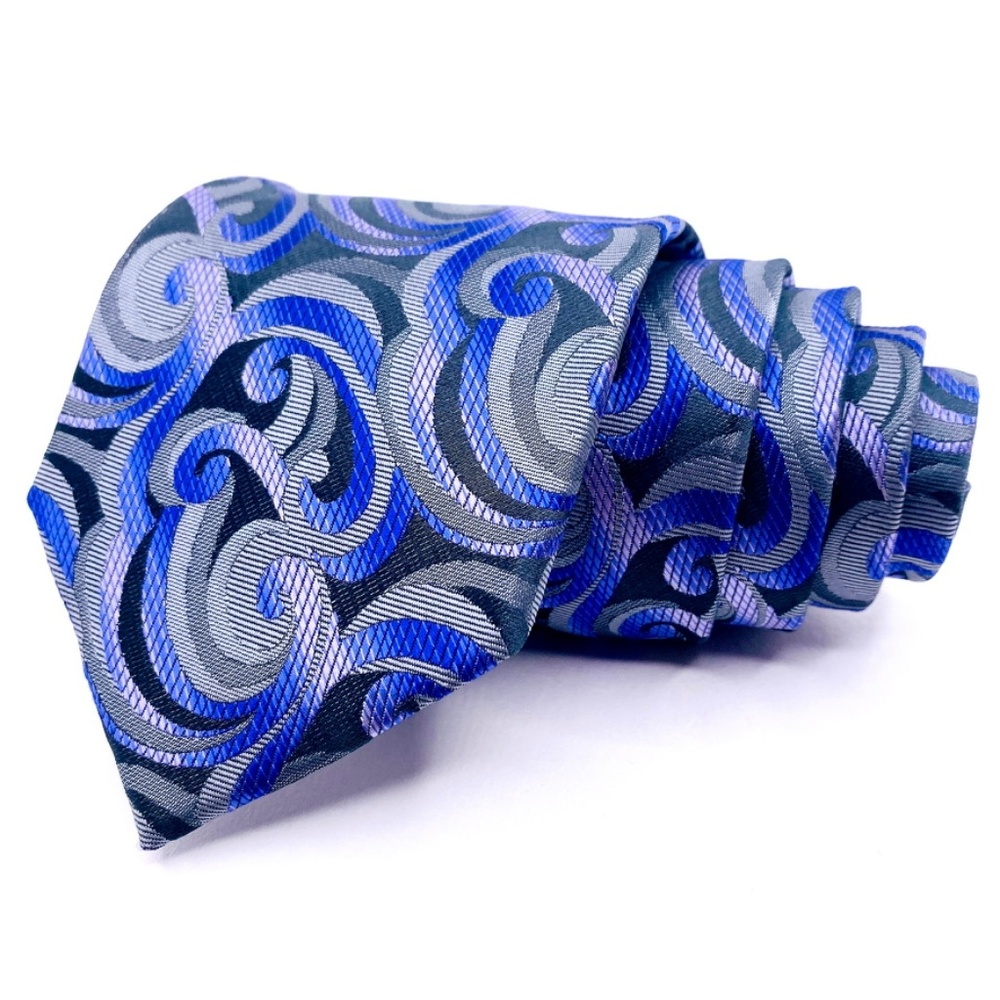 John Ashford Tie Silk Blue Abstract Pattern